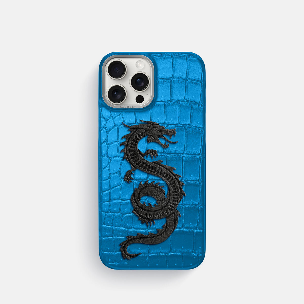 Blue-Lagoon iPhone 16 Pro Porosus Crocodile Porosus Crocodile with Steel Metal -1 | Blue-Lagoon-Steel