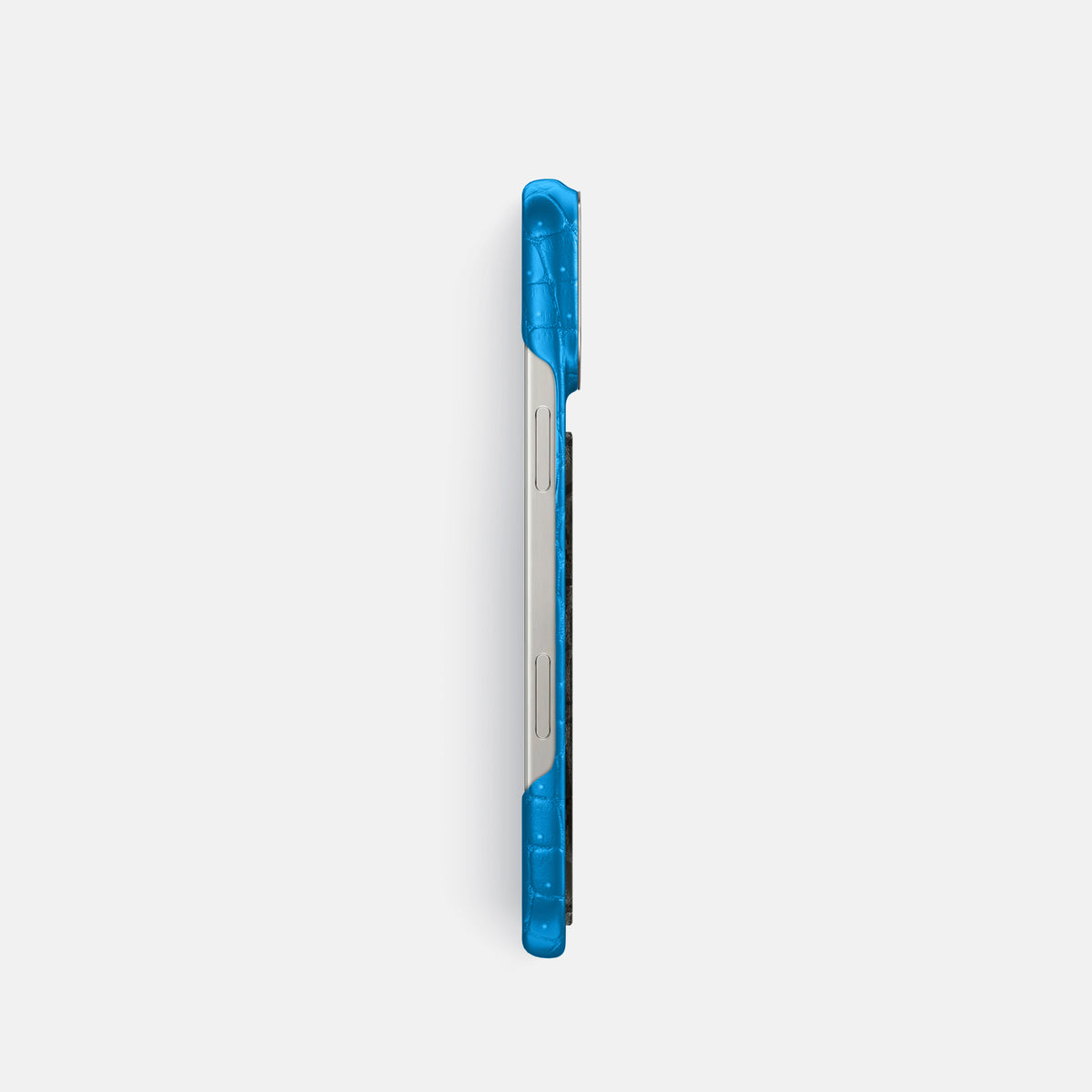 Blue-Lagoon iPhone 16 Pro Porosus Crocodile Porosus Crocodile with Steel Metal -3 | Blue-Lagoon-Steel