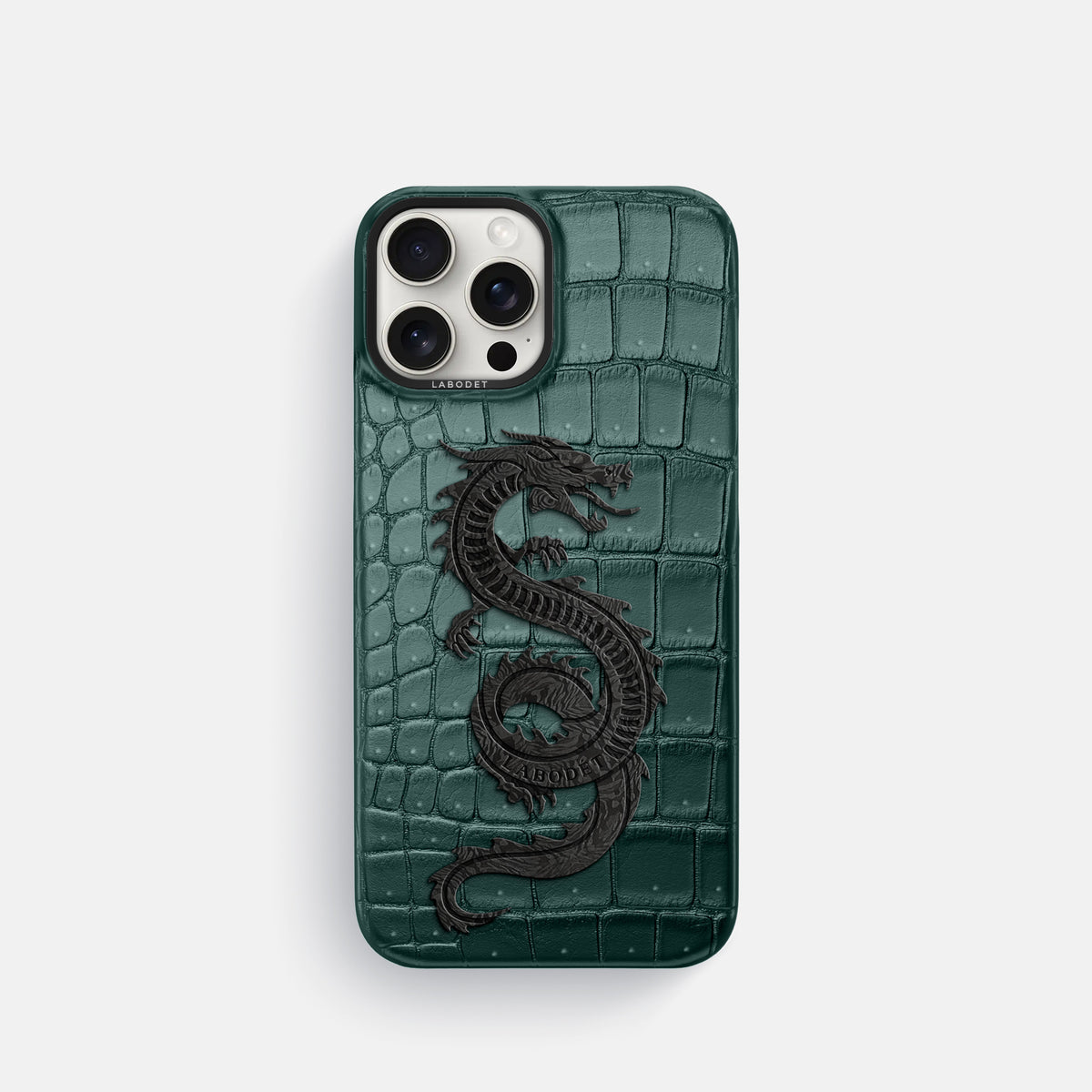Dark-Forest iPhone 16 Pro Porosus Crocodile Porosus Crocodile with Black Metal -1 | Dark-Forest-Black