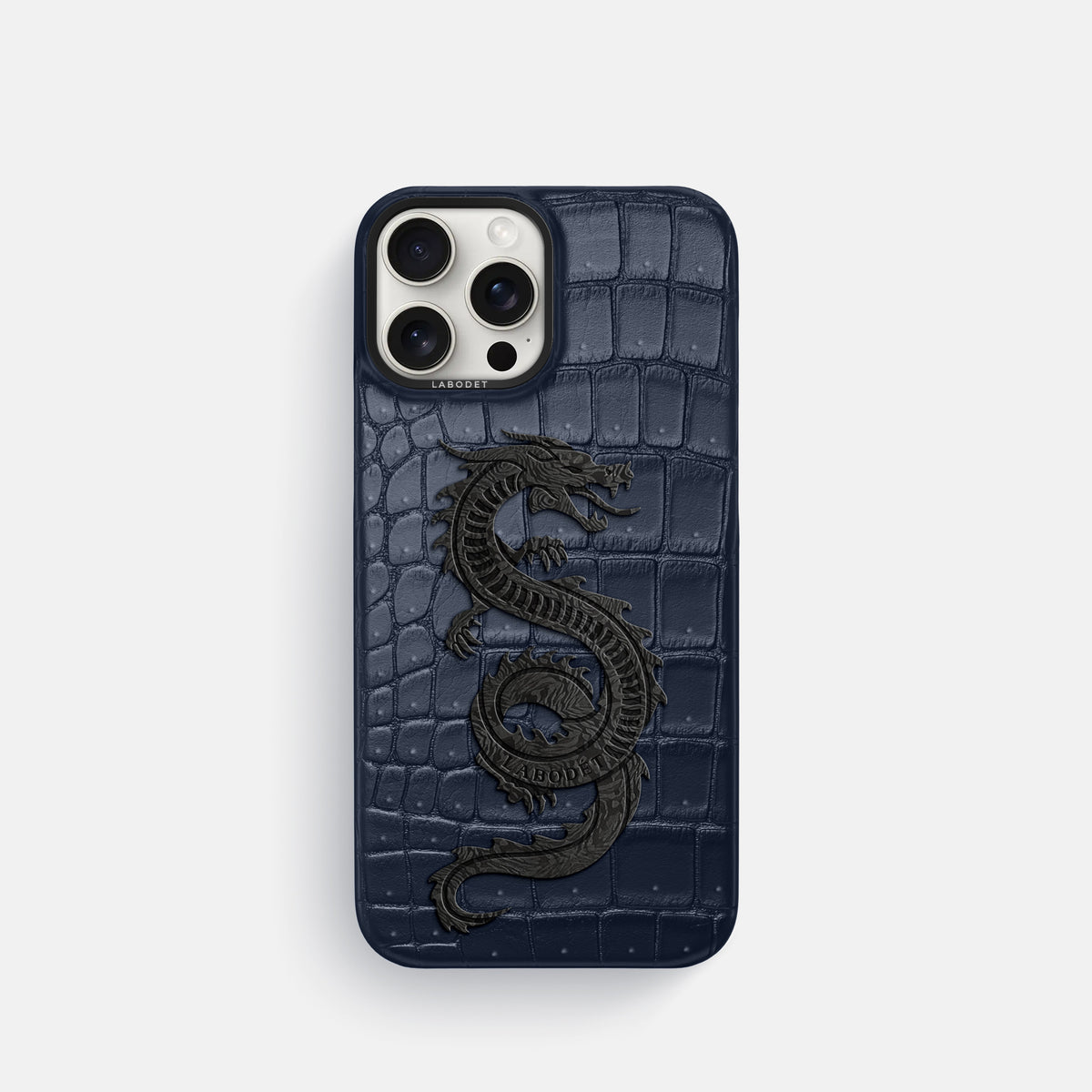 Deep Blue Sea iPhone 16 Pro Porosus Crocodile Porosus Crocodile with Black Metal -1 | Deep-Blue-Sea-Black