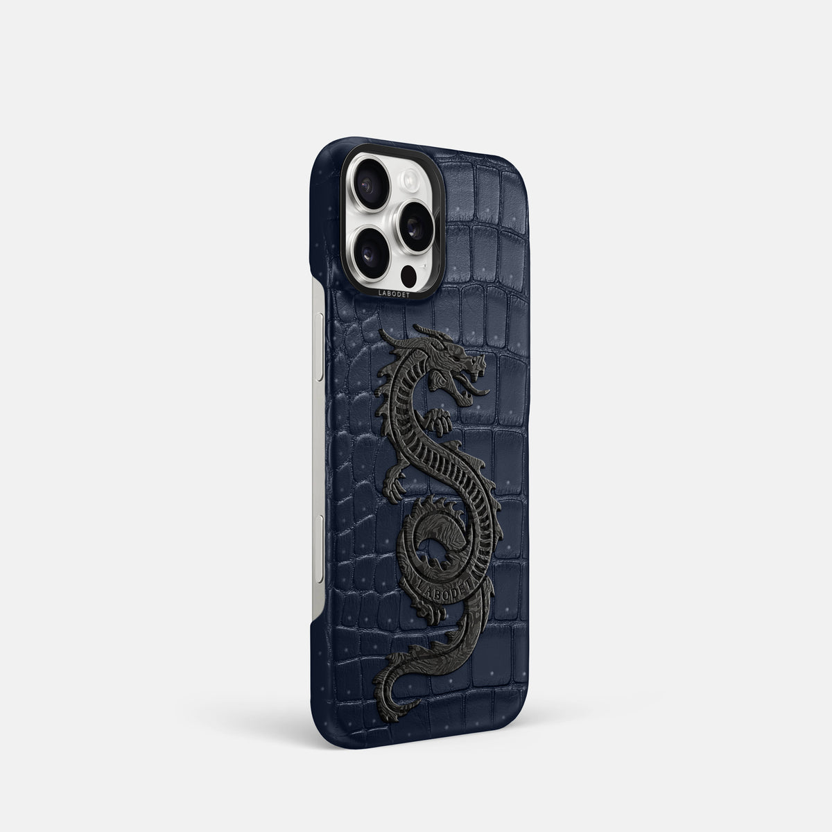 Deep Blue Sea iPhone 16 Pro Porosus Crocodile Porosus Crocodile with Black Metal -2 | Deep-Blue-Sea-Black