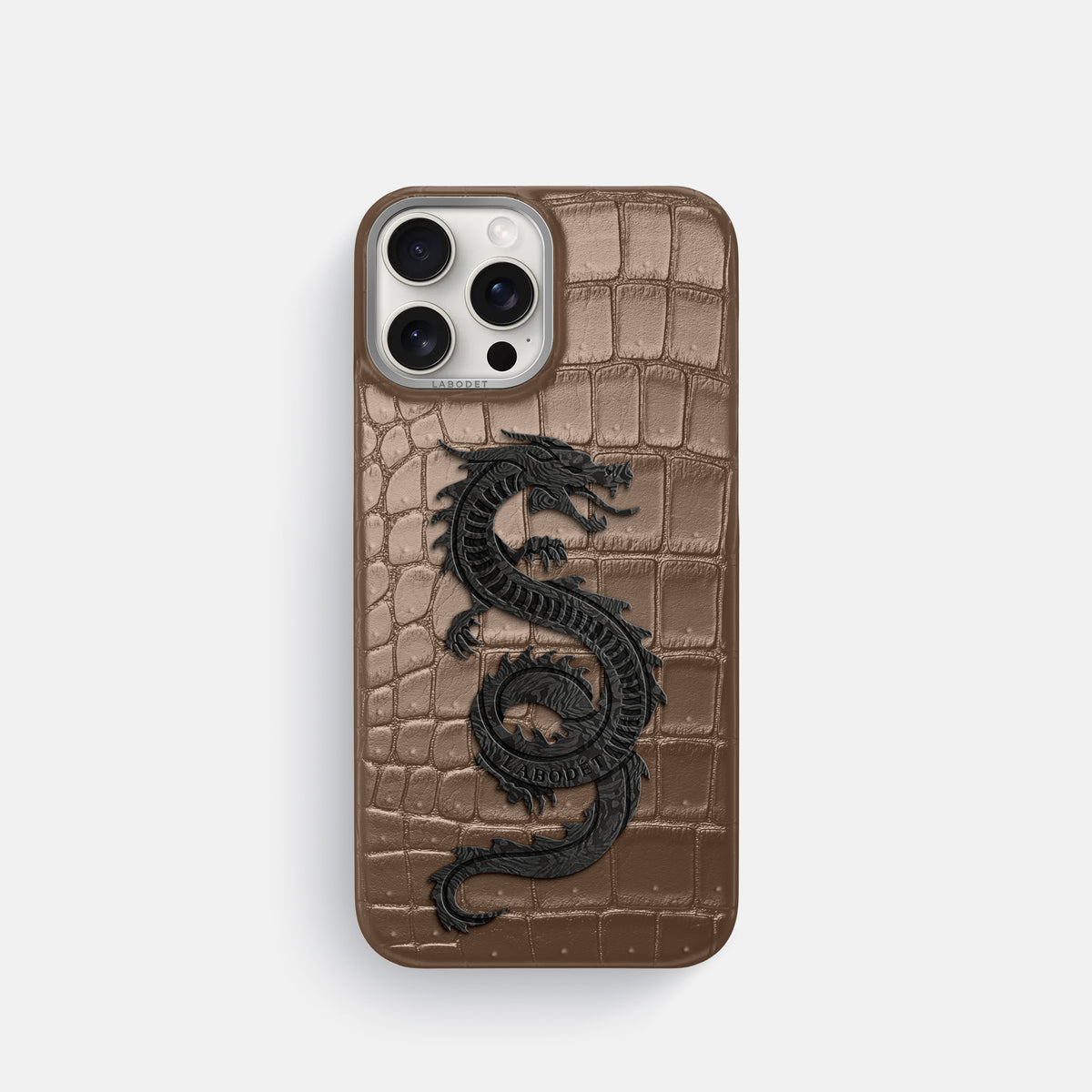 Fur-Brown iPhone 16 Pro Porosus Crocodile Porosus Crocodile with Steel Metal -1 | Fur-Brown-Steel