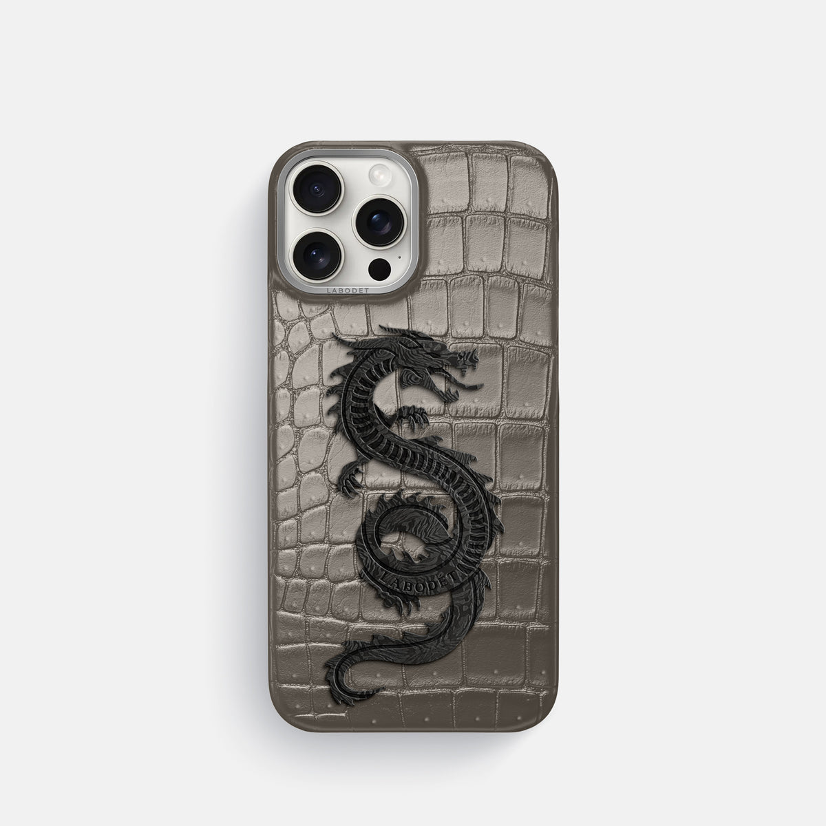 Lava-Stone iPhone 16 Pro Porosus Crocodile Porosus Crocodile with Steel Metal -1 | Lava-Stone-Steel