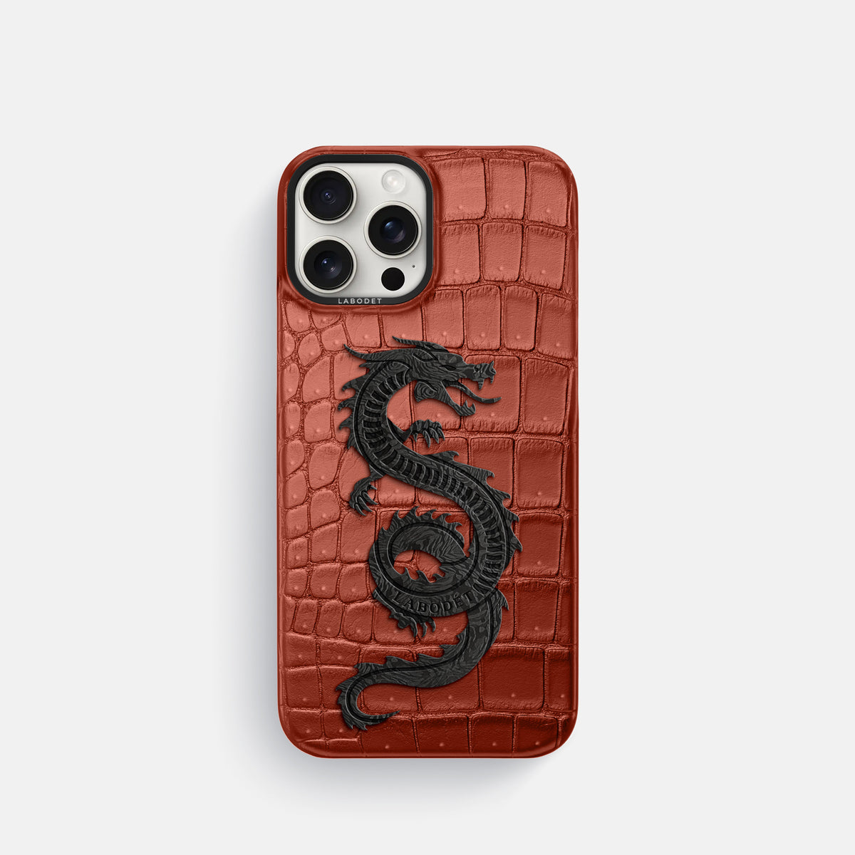 Mahogany-Brown iPhone 16 Pro Porosus Crocodile Porosus Crocodile with Black Metal -1 | Mahogany-Brown-Black