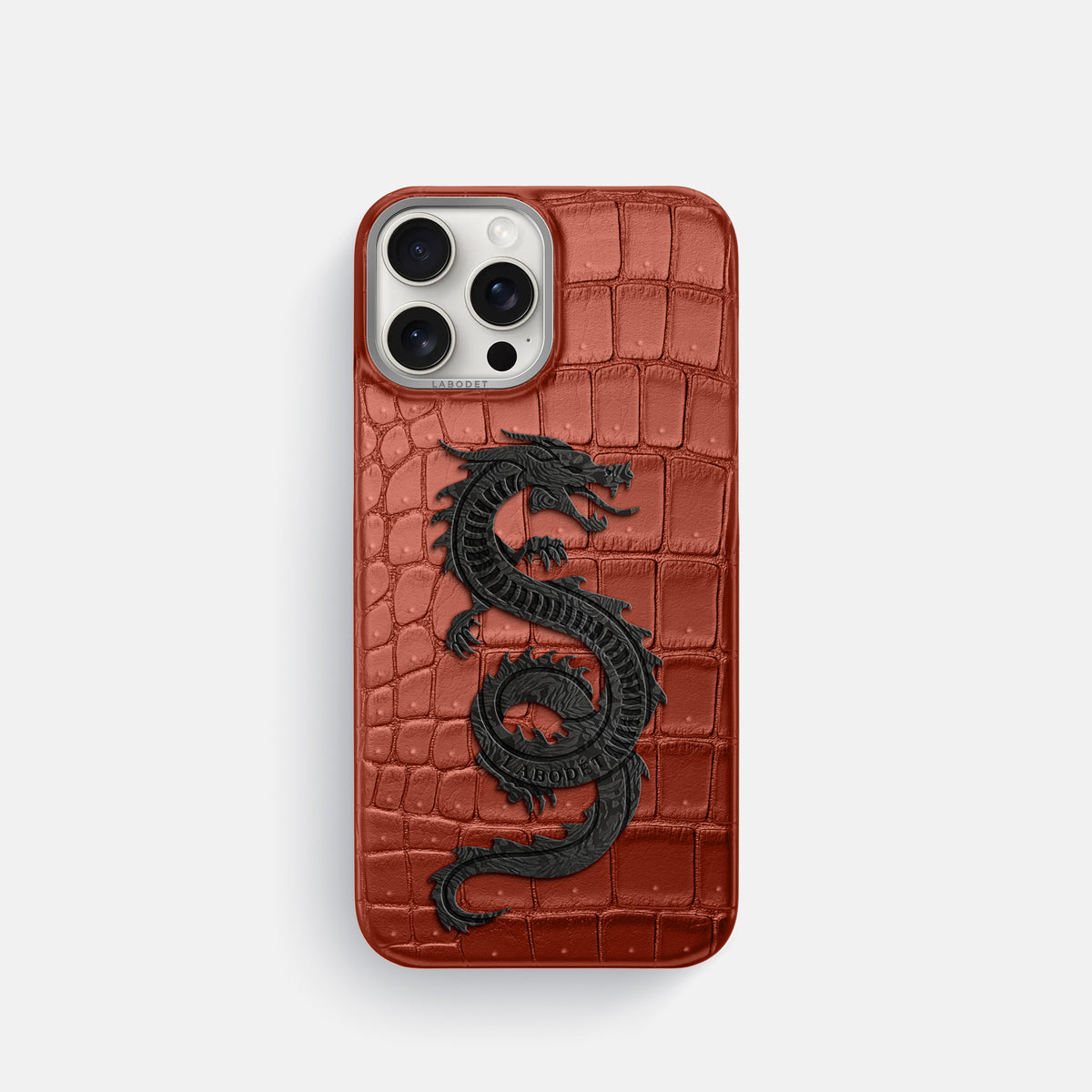Mahogany-Brown iPhone 16 Pro Porosus Crocodile Porosus Crocodile with Steel Metal -1 | Mahogany-Brown-Steel