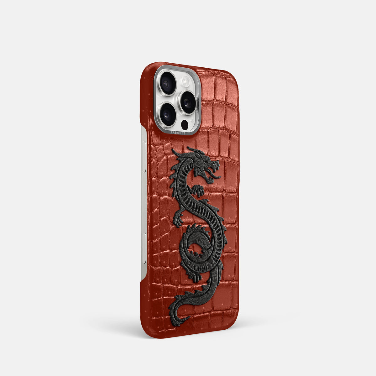 Mahogany-Brown iPhone 16 Pro Porosus Crocodile Porosus Crocodile with Steel Metal -2 | Mahogany-Brown-Steel