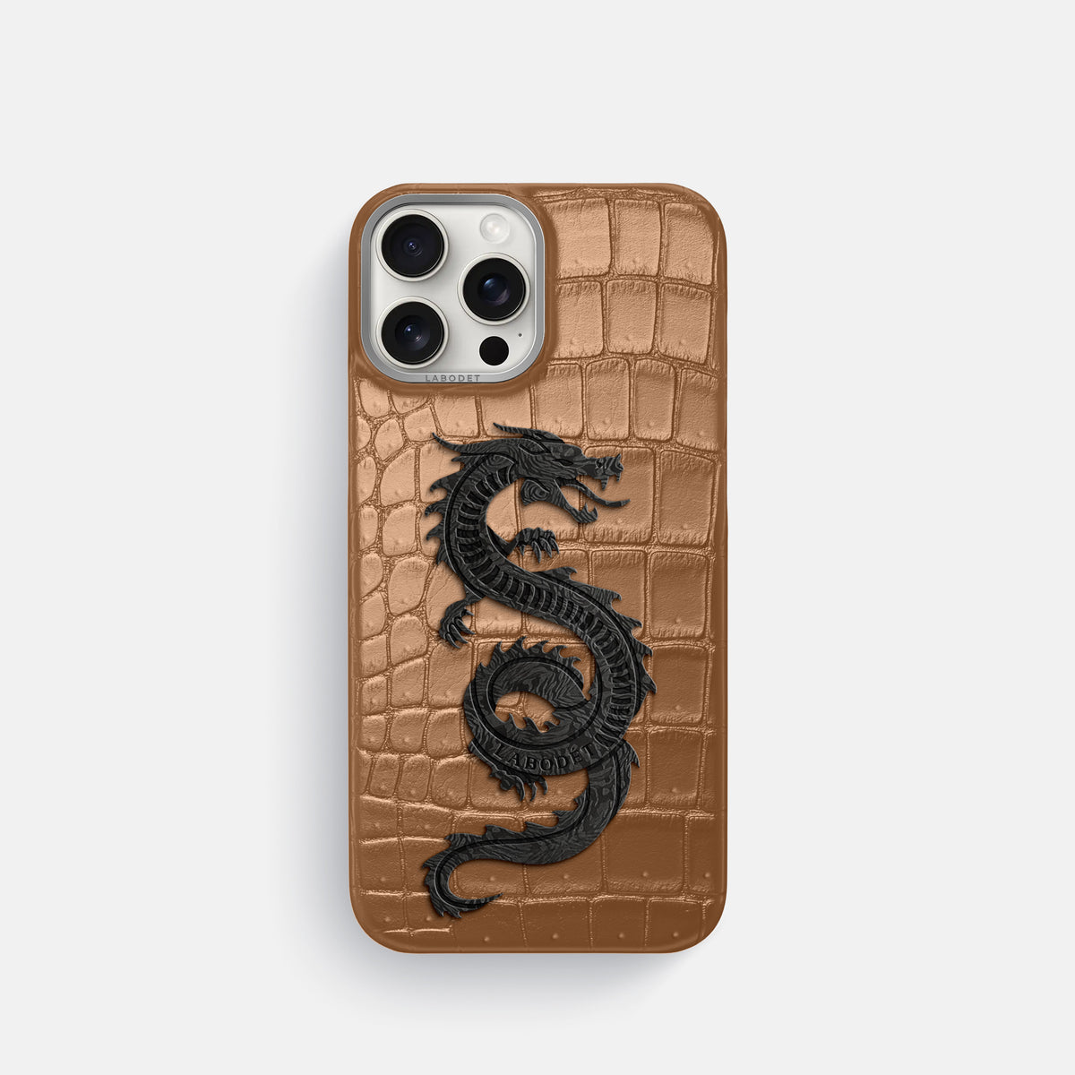 Milk-Chocolate iPhone 16 Pro Porosus Crocodile Porosus Crocodile with Steel Metal -1 | Milk-Chocolate-Steel