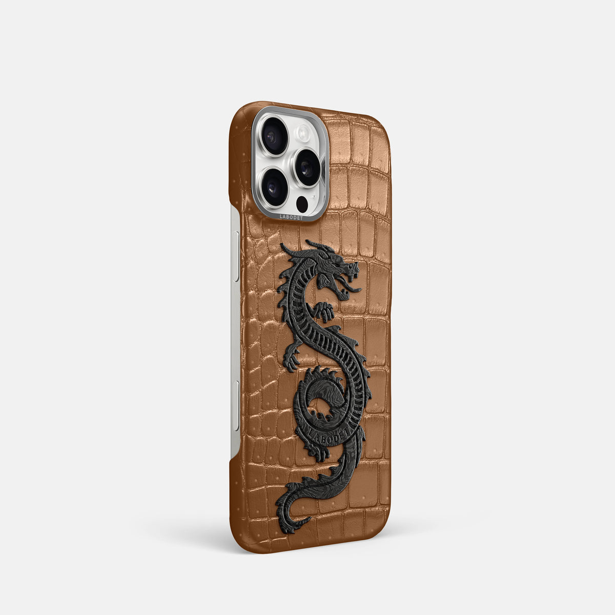 Milk-Chocolate iPhone 16 Pro Porosus Crocodile Porosus Crocodile with Steel Metal -2 | Milk-Chocolate-Steel