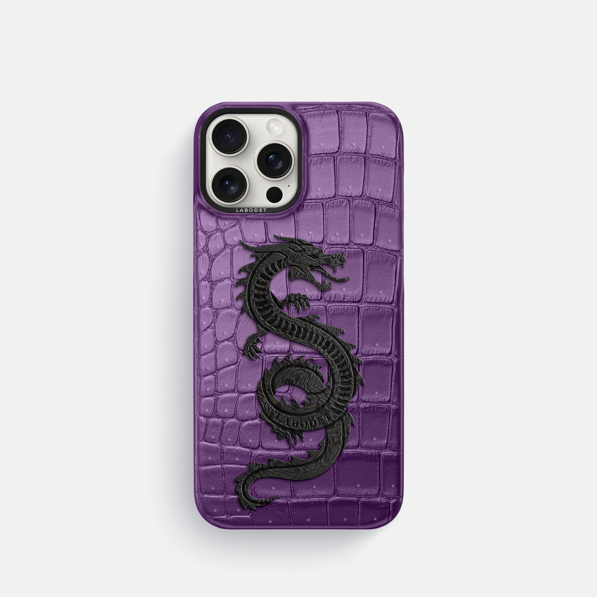 Purple iPhone 16 Pro Porosus Crocodile Porosus Crocodile with Black Metal -1 | Purple-Black