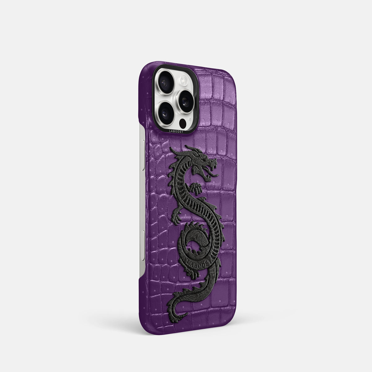 Purple iPhone 16 Pro Porosus Crocodile Porosus Crocodile with Black Metal -2 | Purple-Black
