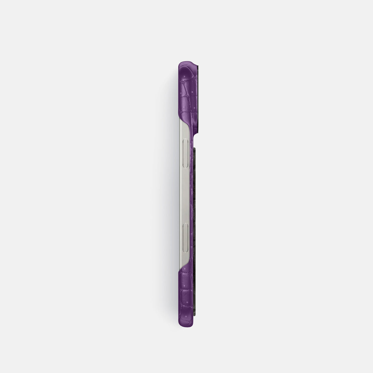 Purple iPhone 16 Pro Porosus Crocodile Porosus Crocodile with Black Metal -3 | Purple-Black