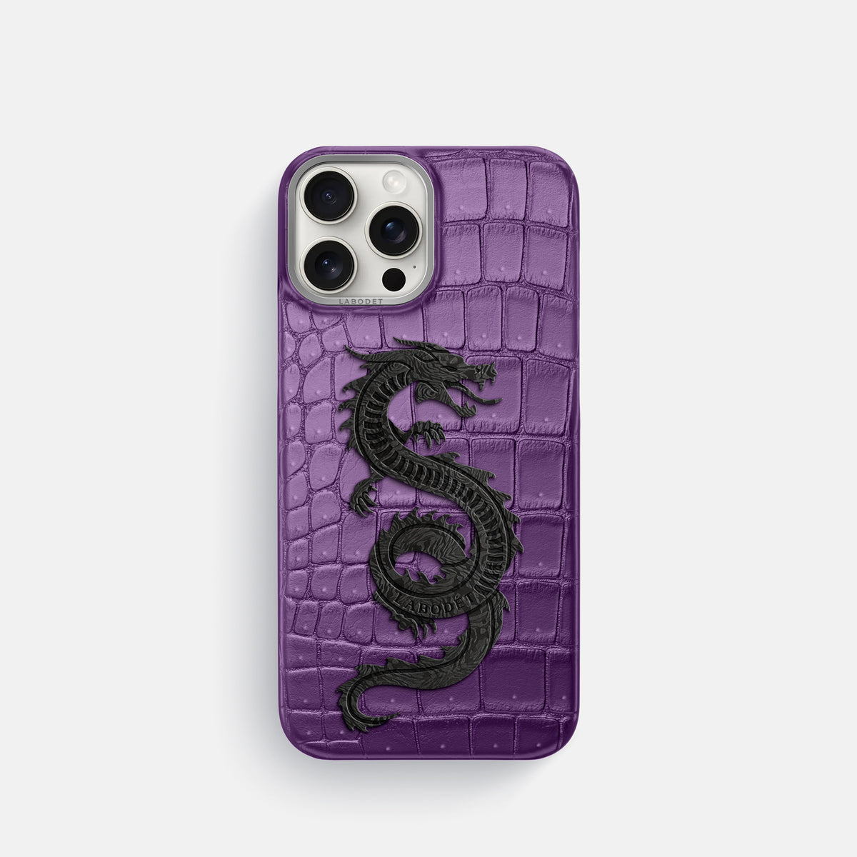Purple iPhone 16 Pro Porosus Crocodile Porosus Crocodile with Steel Metal -1 | Purple-Steel