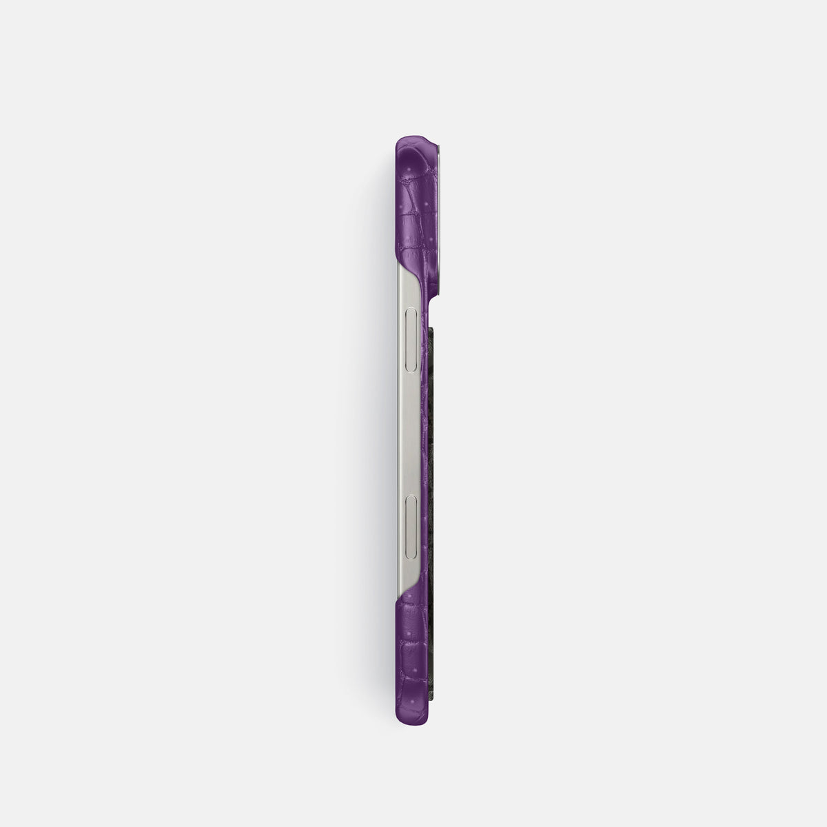 Purple iPhone 16 Pro Porosus Crocodile Porosus Crocodile with Steel Metal -3 | Purple-Steel