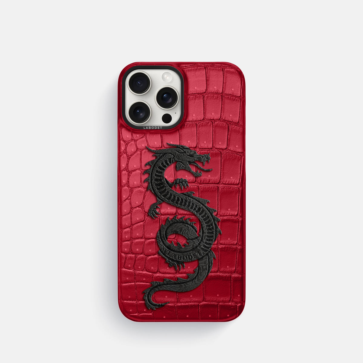 Burgundy iPhone 16 Pro Porosus Crocodile Porosus Crocodile with Black Metal -1 | Burgundy-Black