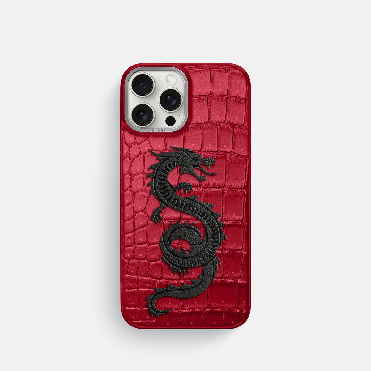 Burgundy iPhone 16 Pro Porosus Crocodile Porosus Crocodile with Steel Metal -1 | Burgundy-Steel