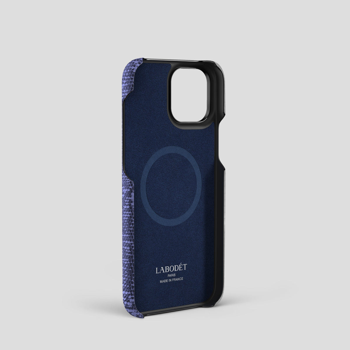 Navy-Blue iPhone 14 Pro Himalayan Lizard Classic Case with Black Metal -4 | Navy-Blue-Black