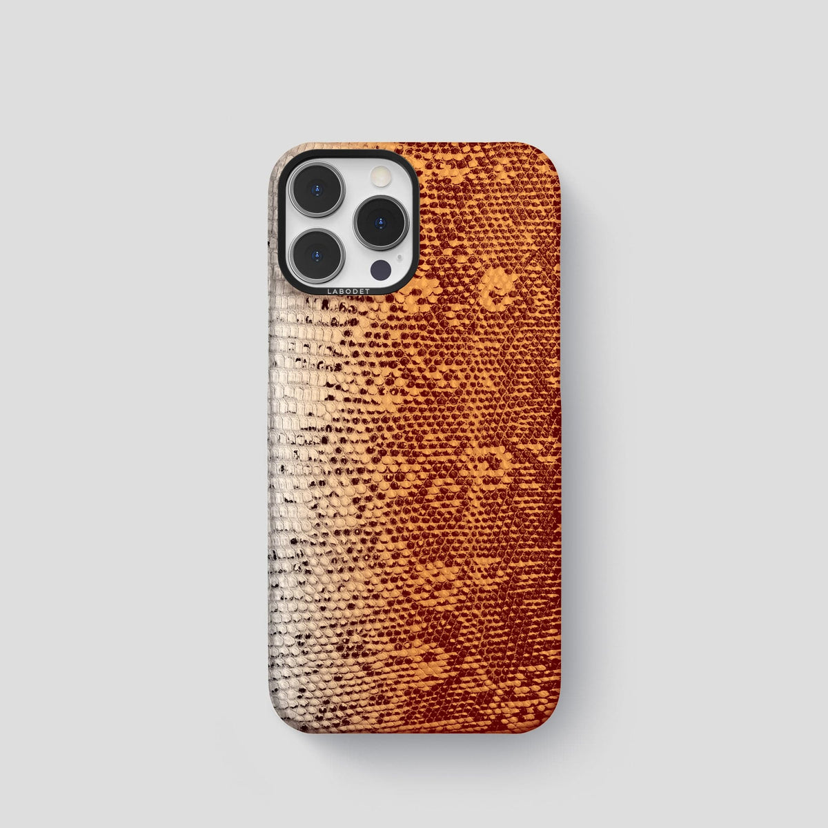 Orange iPhone 14 Pro Himalayan Lizard Classic Case with Black Metal -1 | Orange-Black