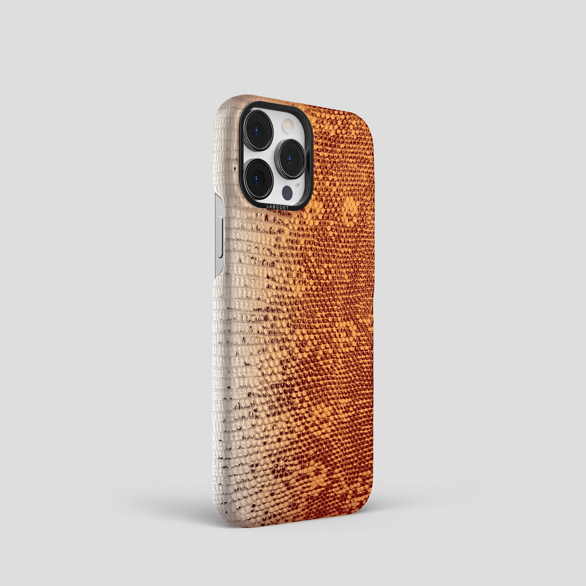 Orange iPhone 14 Pro Himalayan Lizard Classic Case with Black Metal -2 | Orange-Black