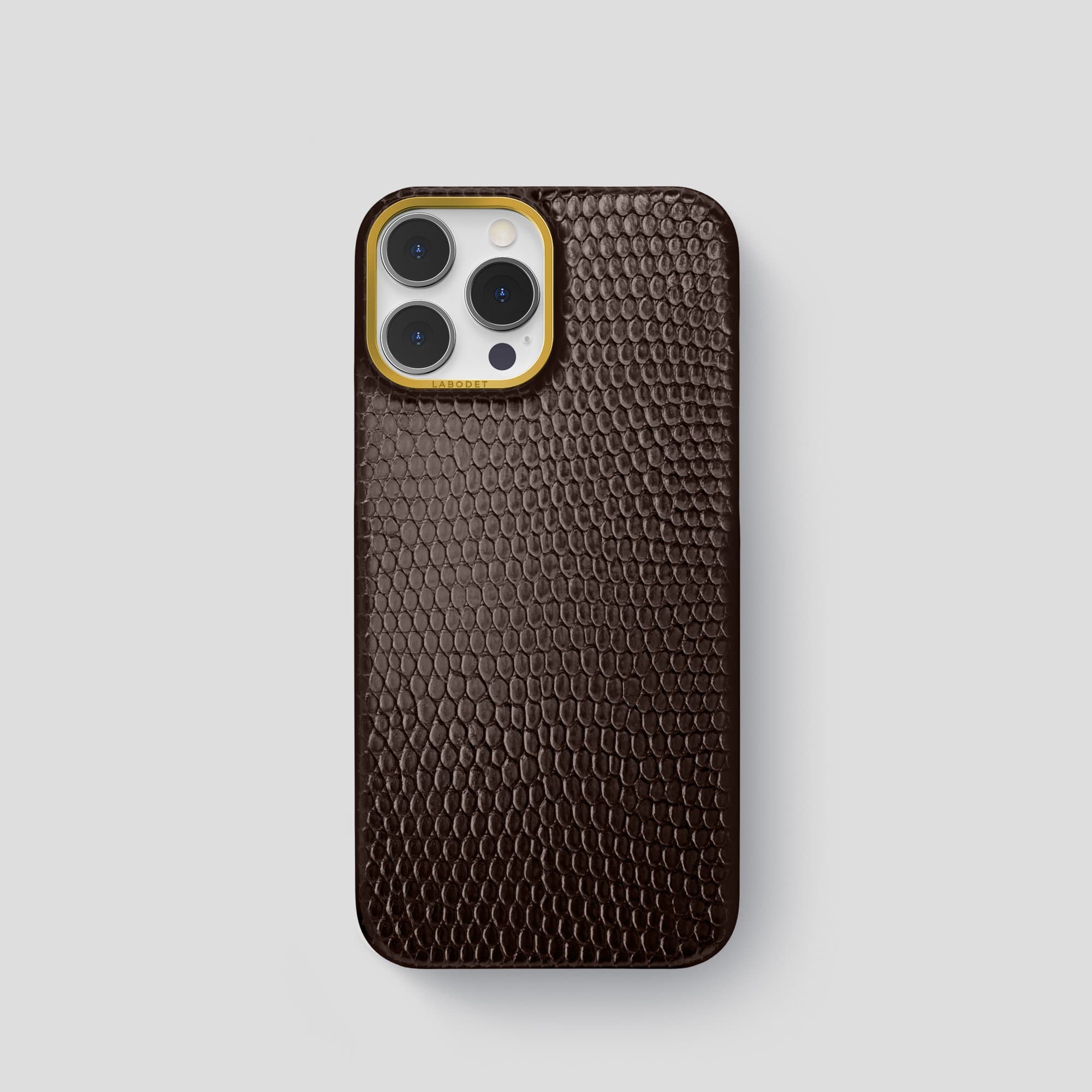 [新品未使用] ライオンモチーフ付き iPhoneケース ブラック×ゴールド Classic Case For iPhone 15 Pro In Lizard · Labodet