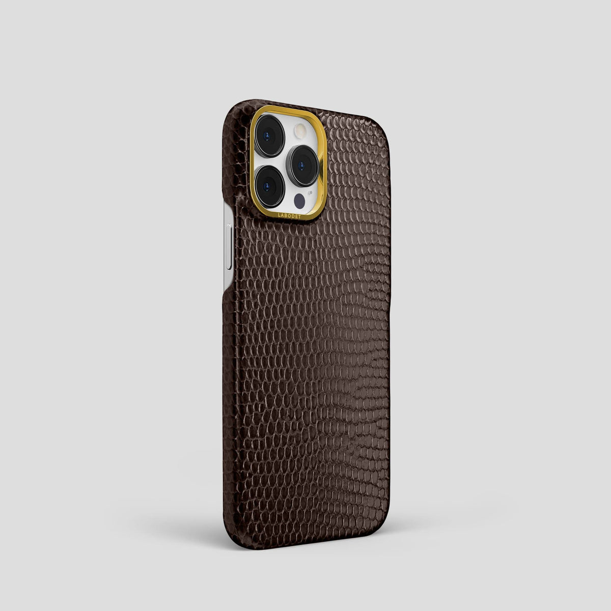 Brown iPhone 14 Pro Classic Case with Gold Metal -2 | Brown-Gold