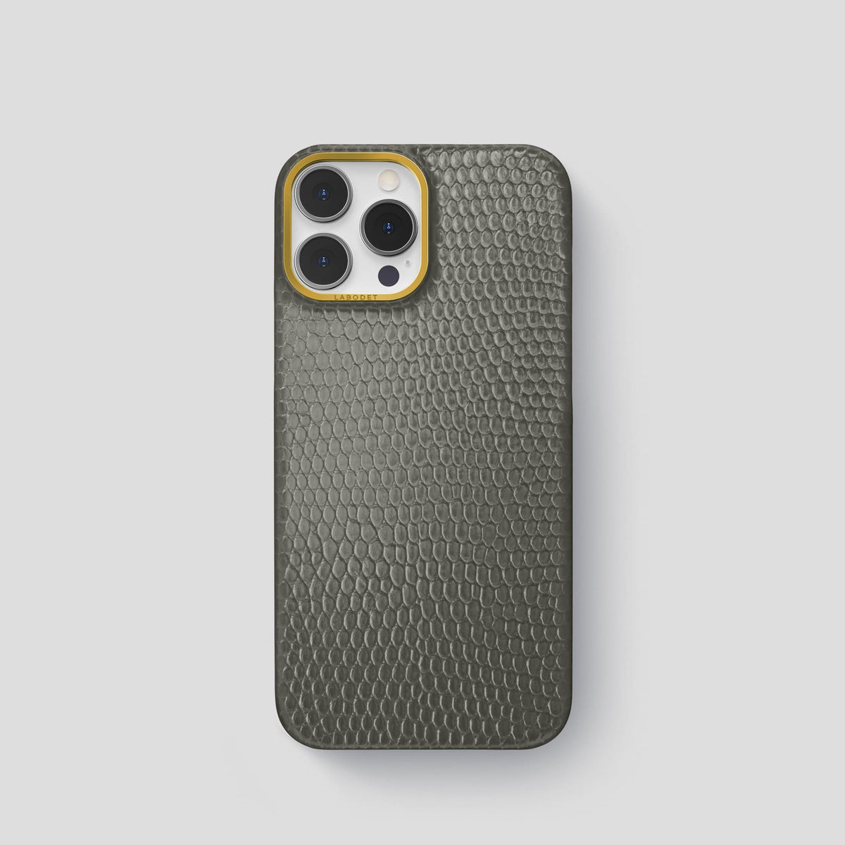 Grey iPhone 14 Pro Classic Case with Gold Metal -1 | Grey-Gold