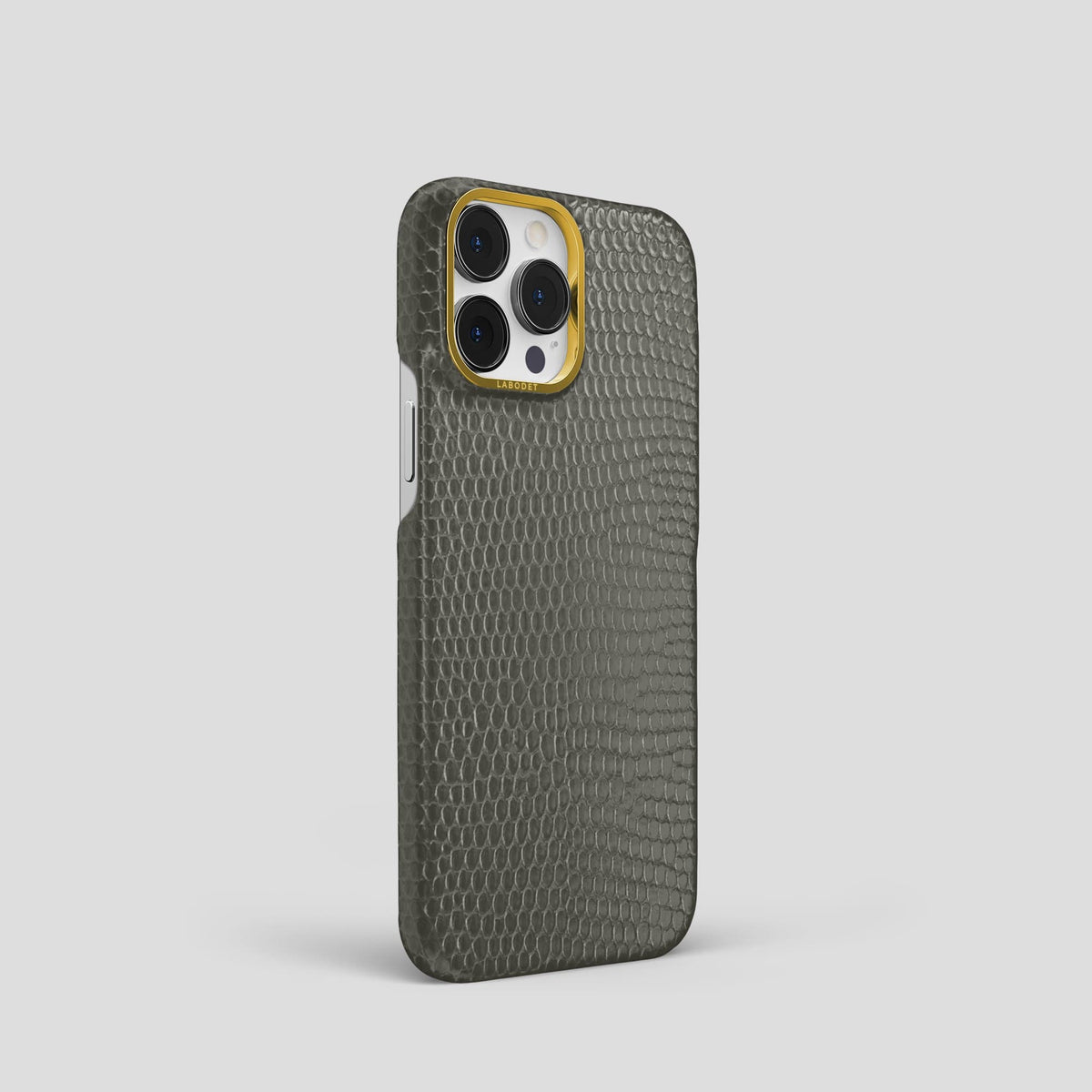 Grey iPhone 14 Pro Classic Case with Gold Metal -2 | Grey-Gold