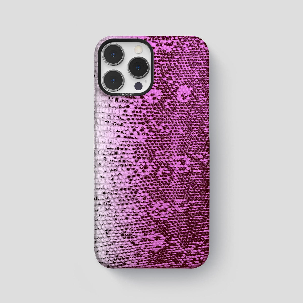Fuchsia iPhone 14 Pro Max Himalayan Lizard Classic Case with Black Metal -1 | Fuchsia-Black