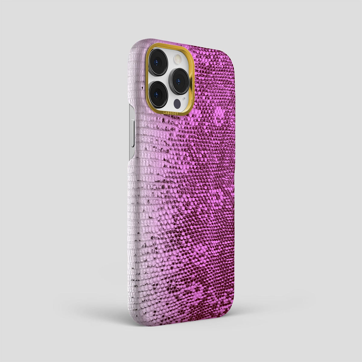 Fuchsia iPhone 14 Pro Max Himalayan Lizard Classic Case with Gold Metal -2 | Fuchsia-Gold