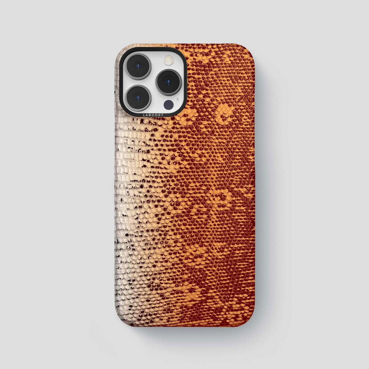 Orange iPhone 14 Pro Max Himalayan Lizard Classic Case with Black Metal -1 | Orange-Black