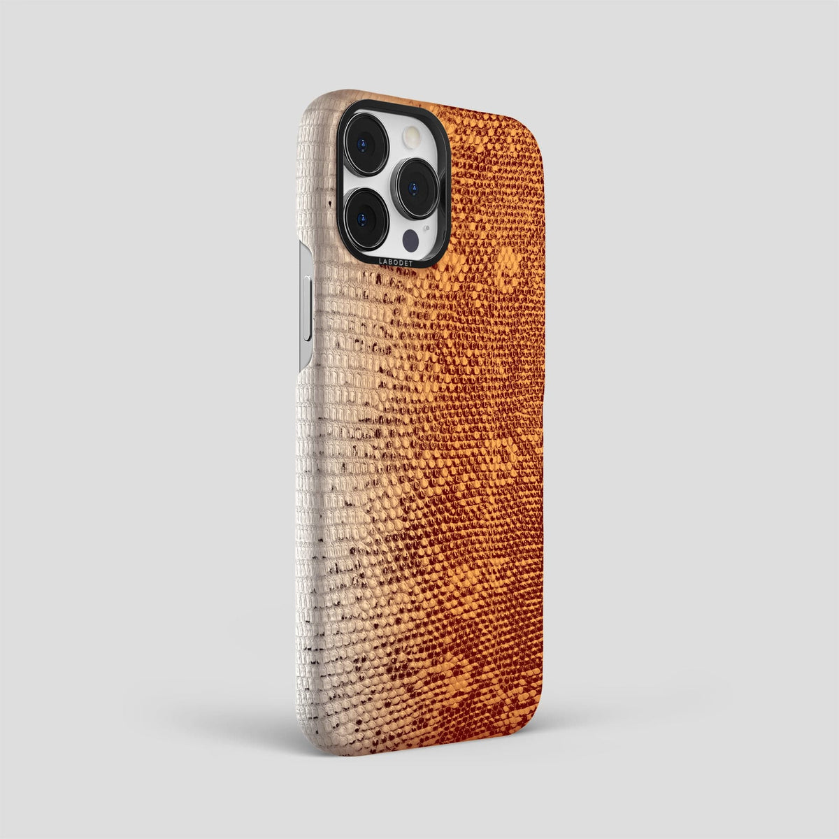Orange iPhone 14 Pro Max Himalayan Lizard Classic Case with Black Metal -2 | Orange-Black