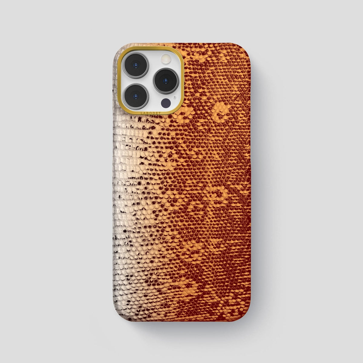 Orange iPhone 14 Pro Max Himalayan Lizard Classic Case with Gold Metal -1 | Orange-Gold