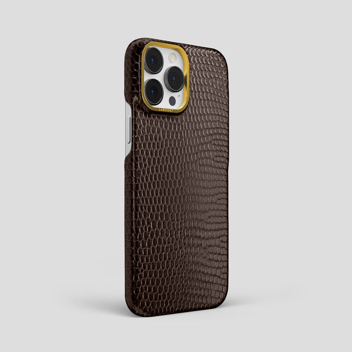 Brown iPhone 14 Pro Max Classic Case with Gold Metal -2 | Brown-Gold