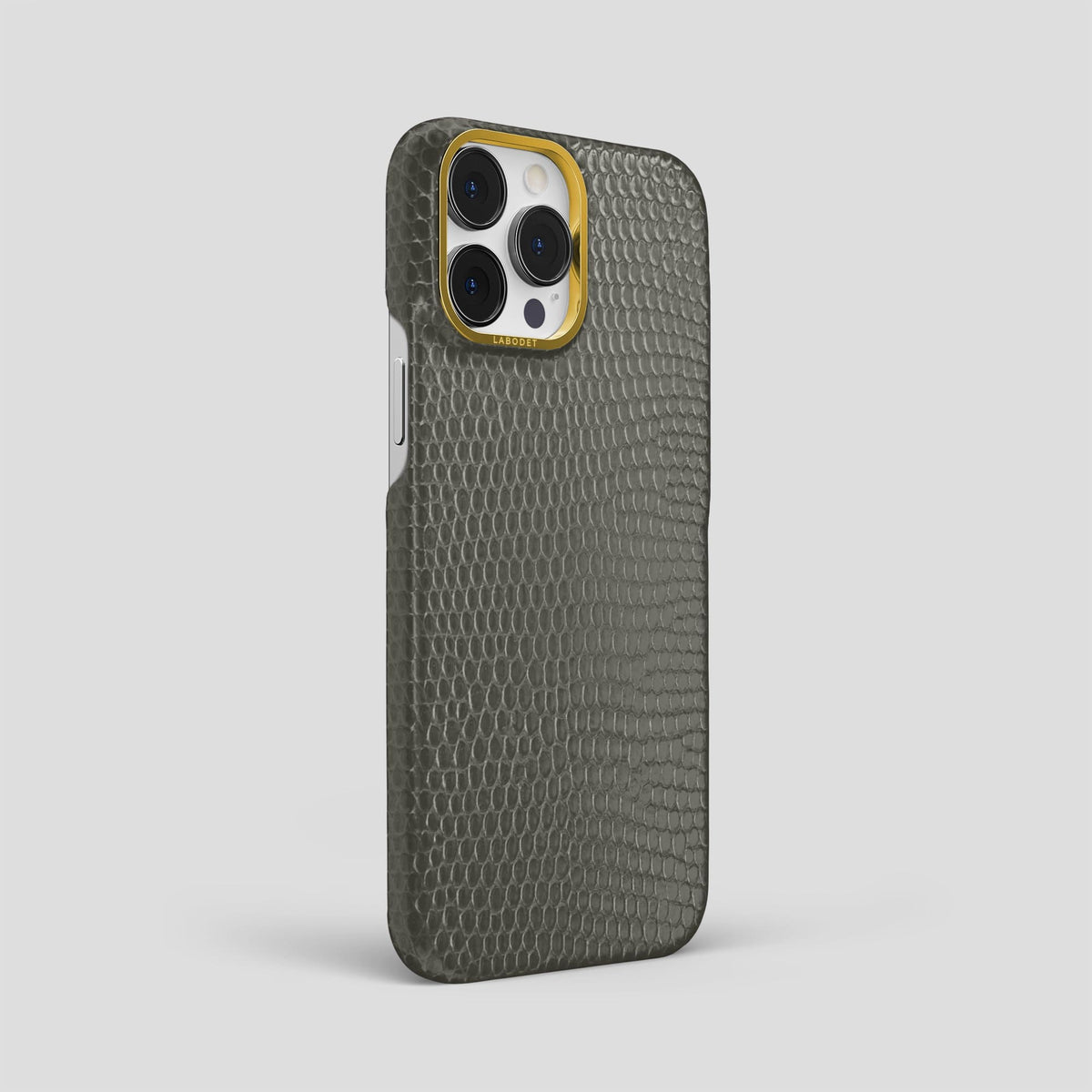 Grey iPhone 14 Pro Max Classic Case with Gold Metal -2 | Grey-Gold