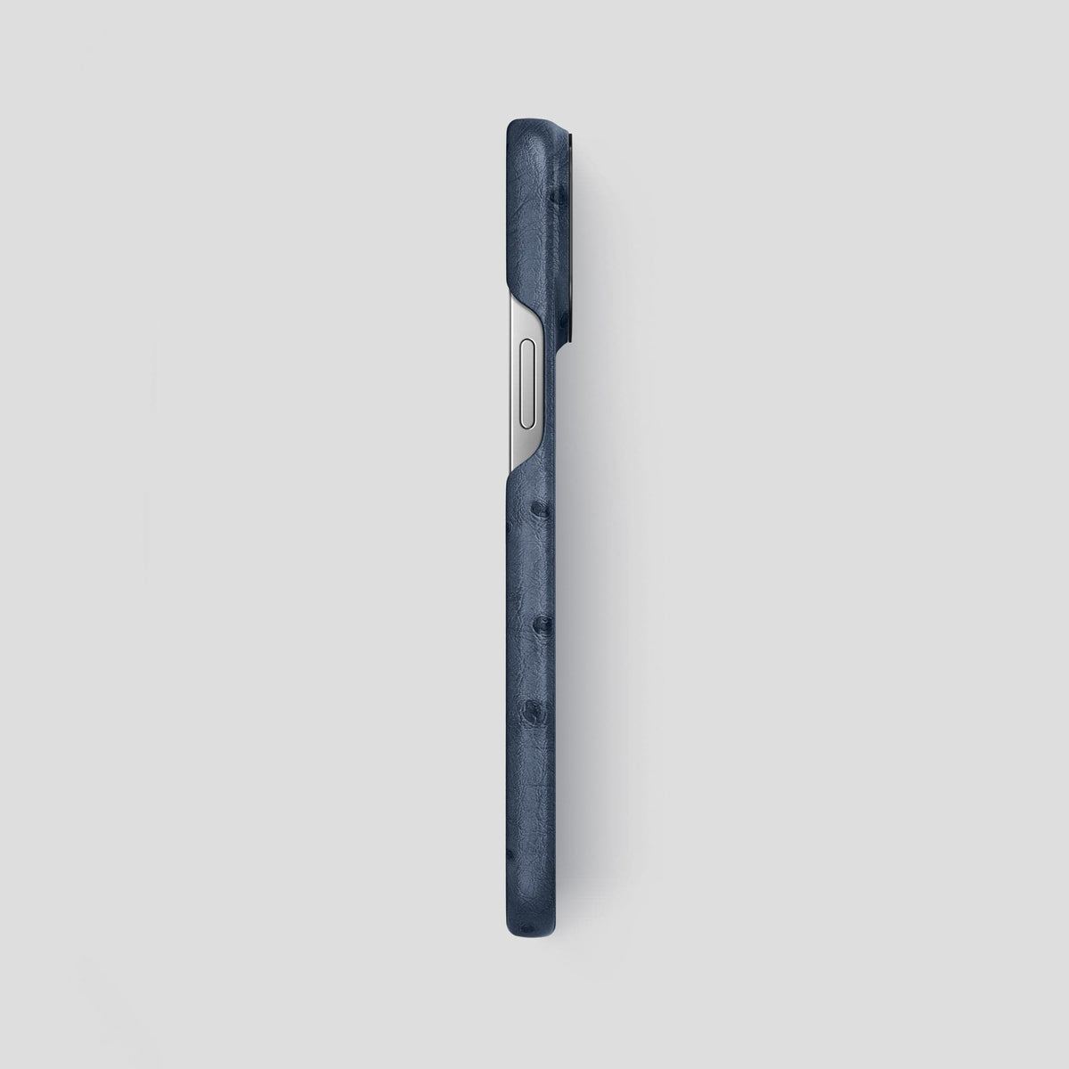 Navy-Blue iPhone 14 Pro Max Classic Case Ostrich with Black Metal -3 | Navy-Blue-Black