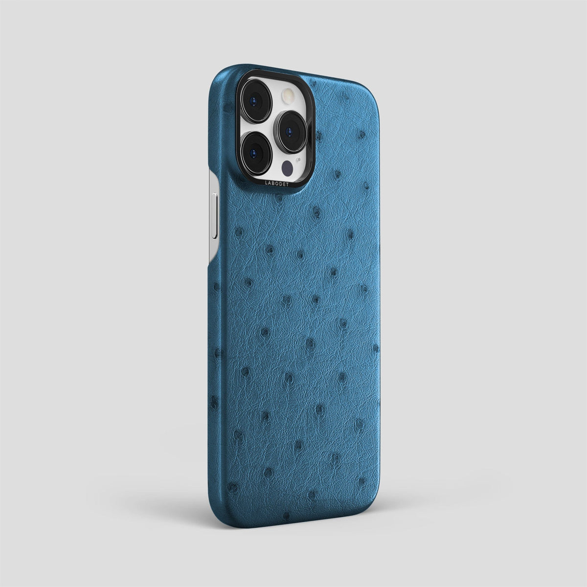 Blue-Jeans iPhone 13 Pro Max Classic Case Ostrich with Black Metal -2 | Blue-Jeans-Black