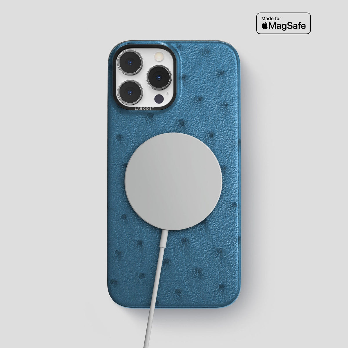 Blue-Jeans iPhone 14 Pro Max Classic Case Ostrich with Black Metal -5 | Blue-Jeans-Black