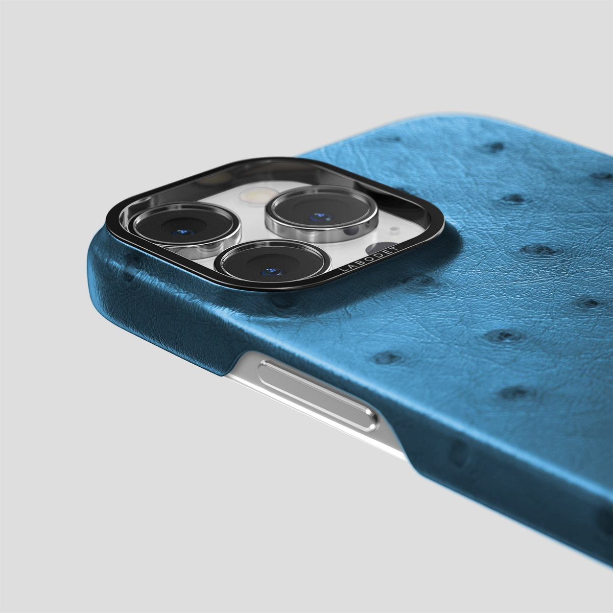 Blue-Jeans iPhone 14 Pro Max Classic Case Ostrich with Black Metal -6 | Blue-Jeans-Black