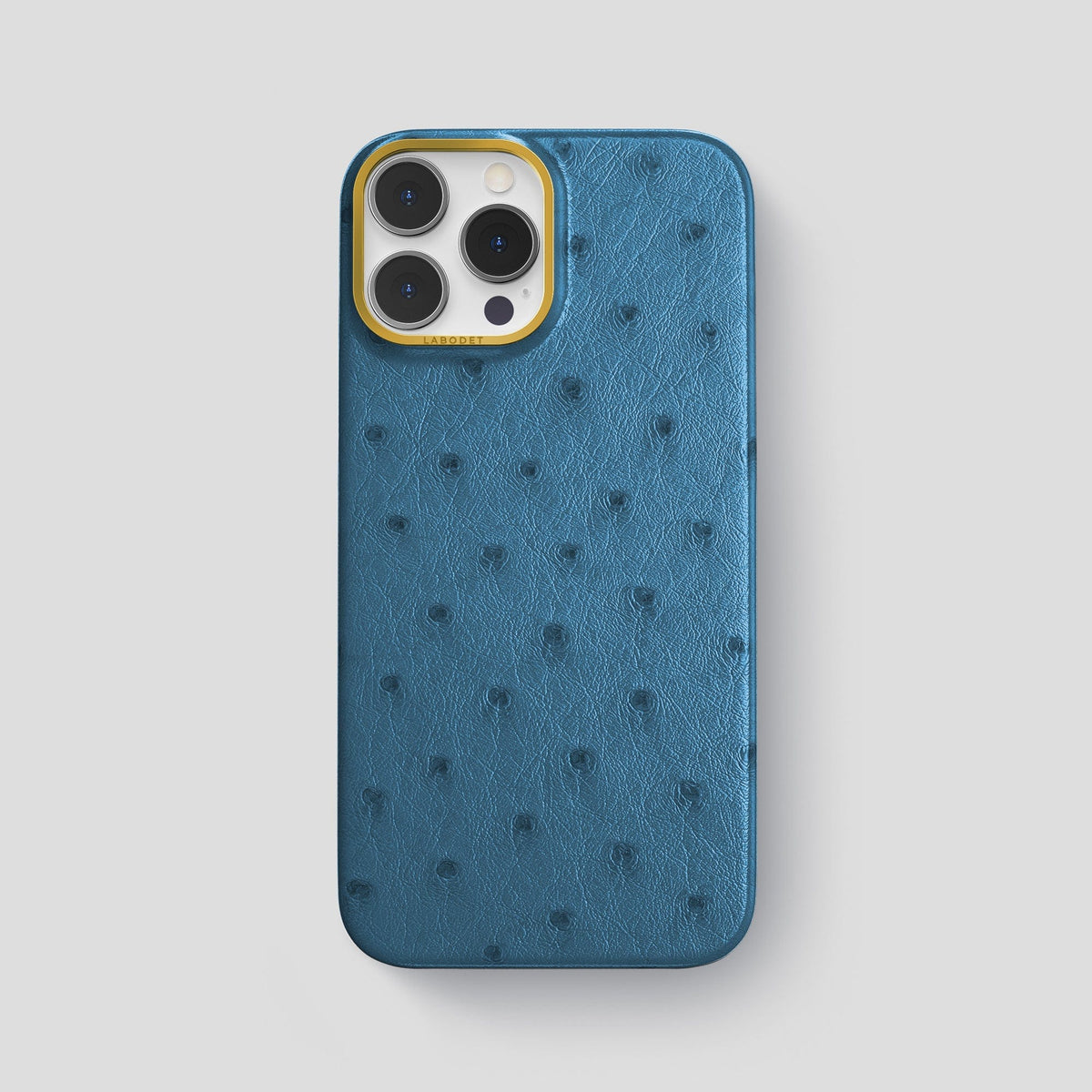 Blue-Jeans iPhone 14 Pro Max Classic Case Ostrich with Gold Metal -1 | Blue-Jeans-Gold