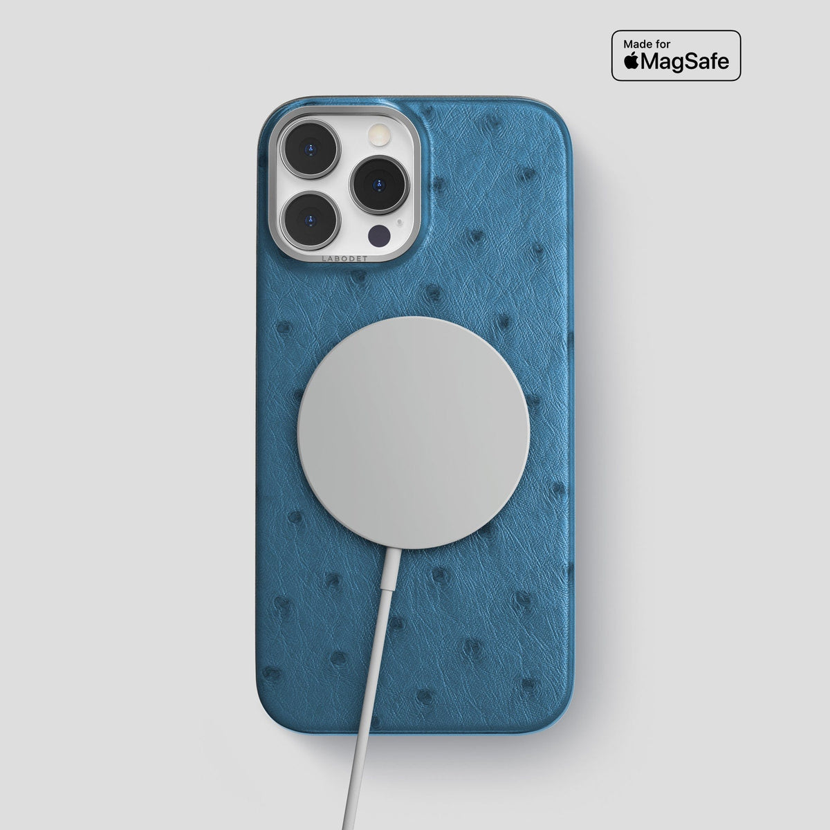 Blue-Jeans iPhone 14 Pro Max Classic Case Ostrich with Steel Metal -5 | Blue-Jeans-Steel