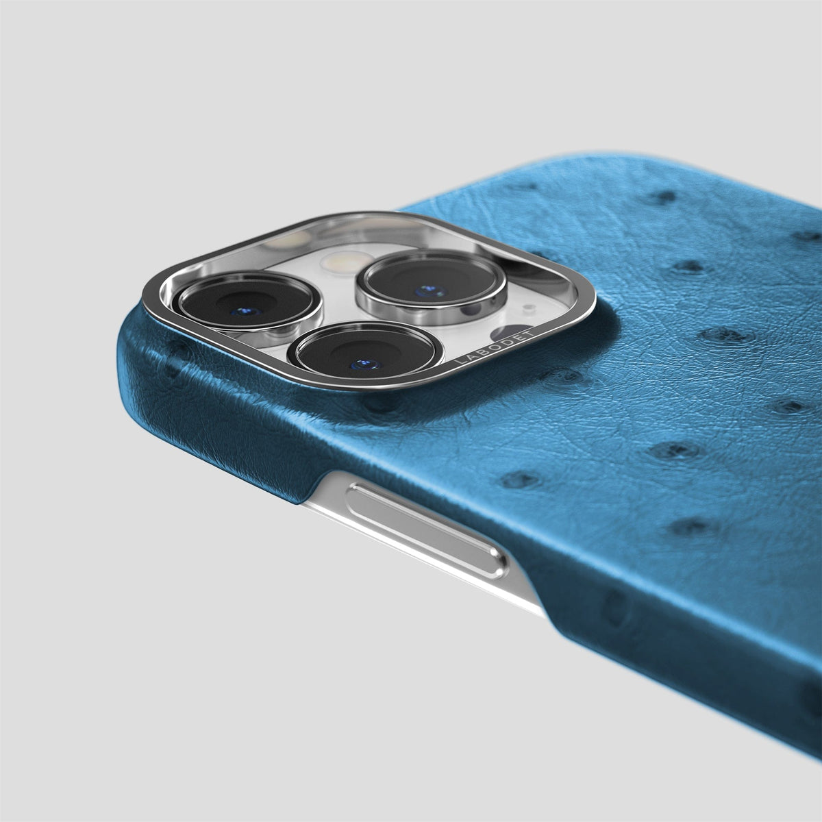 Blue-Jeans iPhone 14 Pro Max Classic Case Ostrich with Steel Metal -6 | Blue-Jeans-Steel