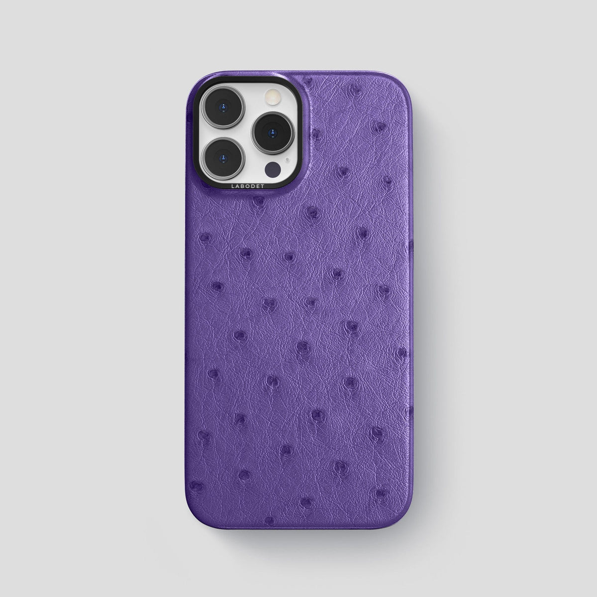Purple iPhone 14 Pro Max Classic Case Ostrich with Black Metal -1 | Purple-Black