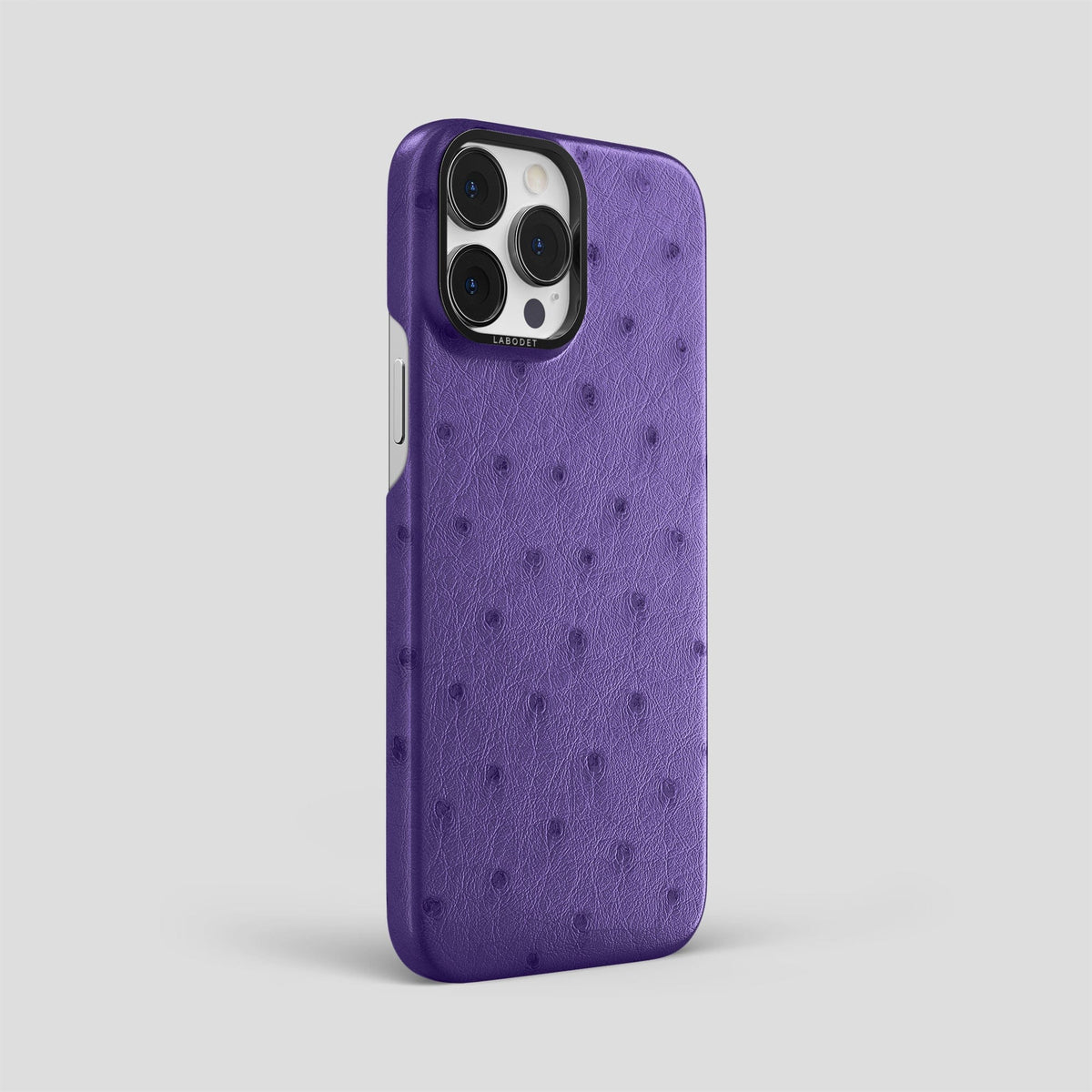 Purple iPhone 14 Pro Max Classic Case Ostrich with Black Metal -2 | Purple-Black