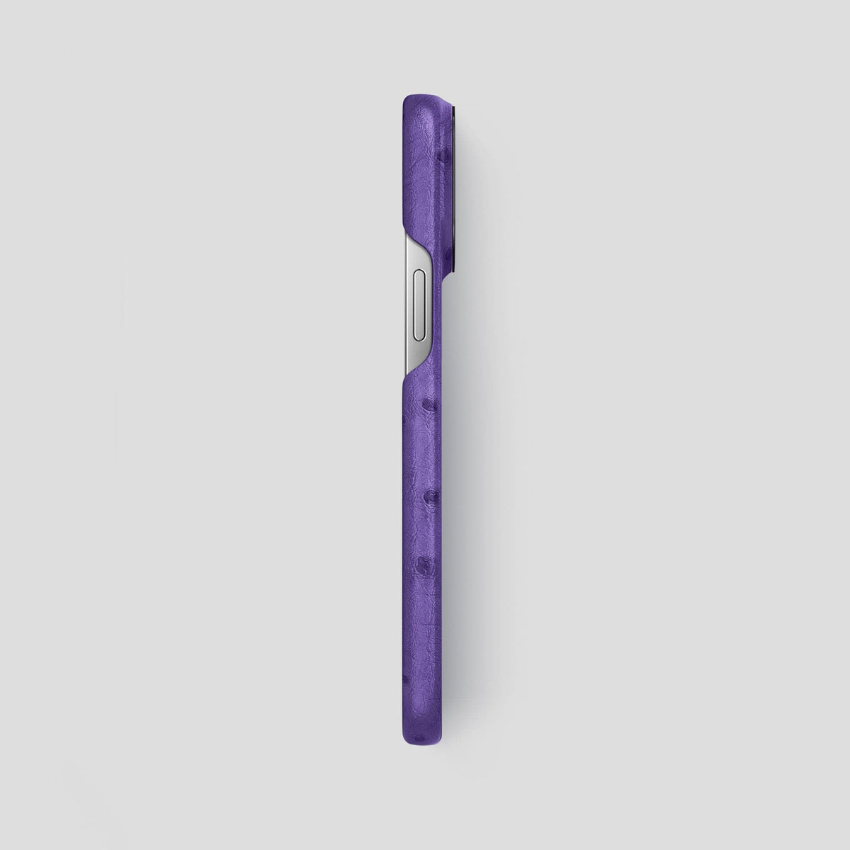 Purple iPhone 14 Pro Max Classic Case Ostrich with Black Metal -3 | Purple-Black