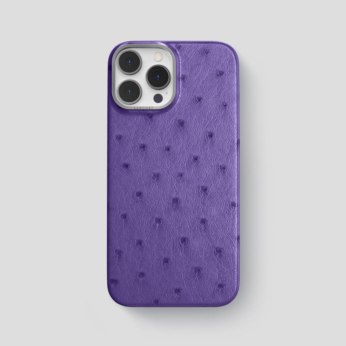 Purple iPhone 14 Pro Max Classic Case Ostrich with Steel Metal -1 | Purple-Steel