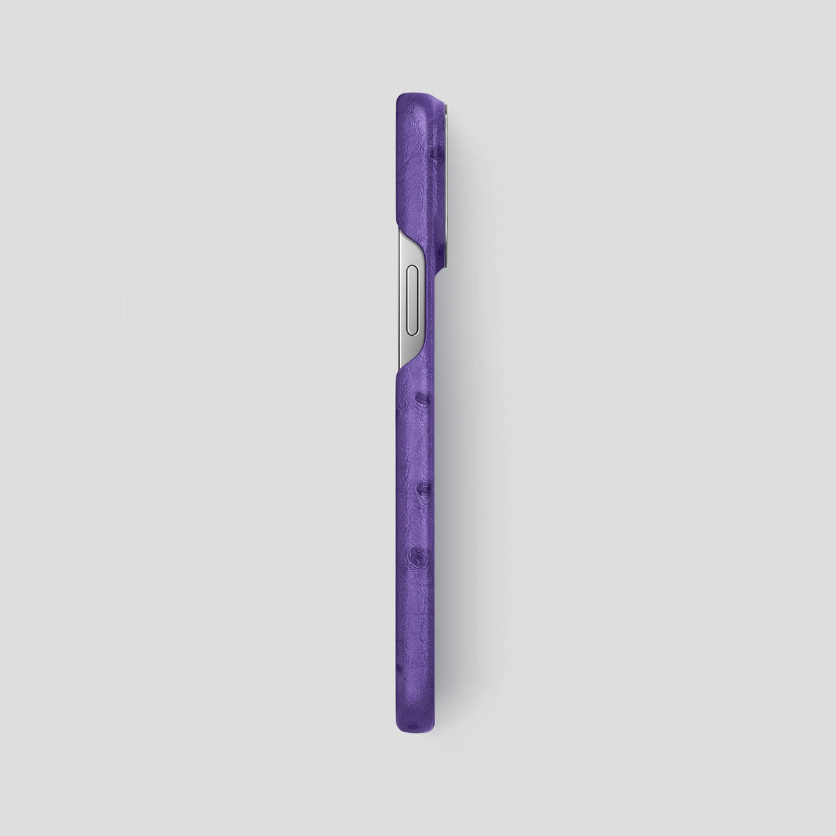 Purple iPhone 14 Pro Max Classic Case Ostrich with Steel Metal -3 | Purple-Steel