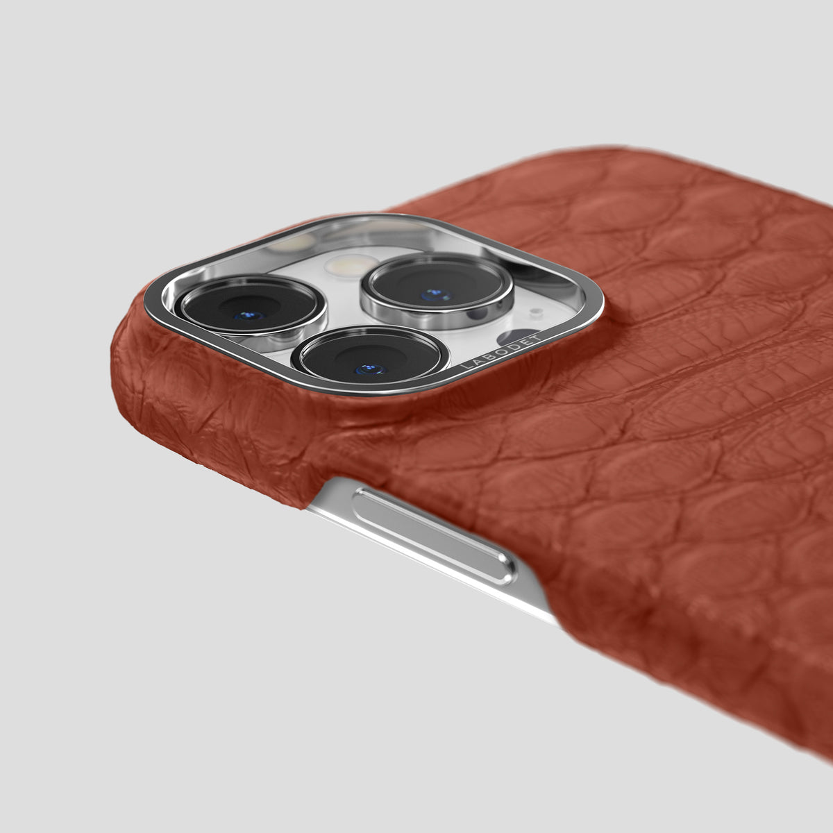 Medium-Brown iPhone 14 Pro Max Classic Case Python with Steel Metal -6 | Medium-Brown-Steel