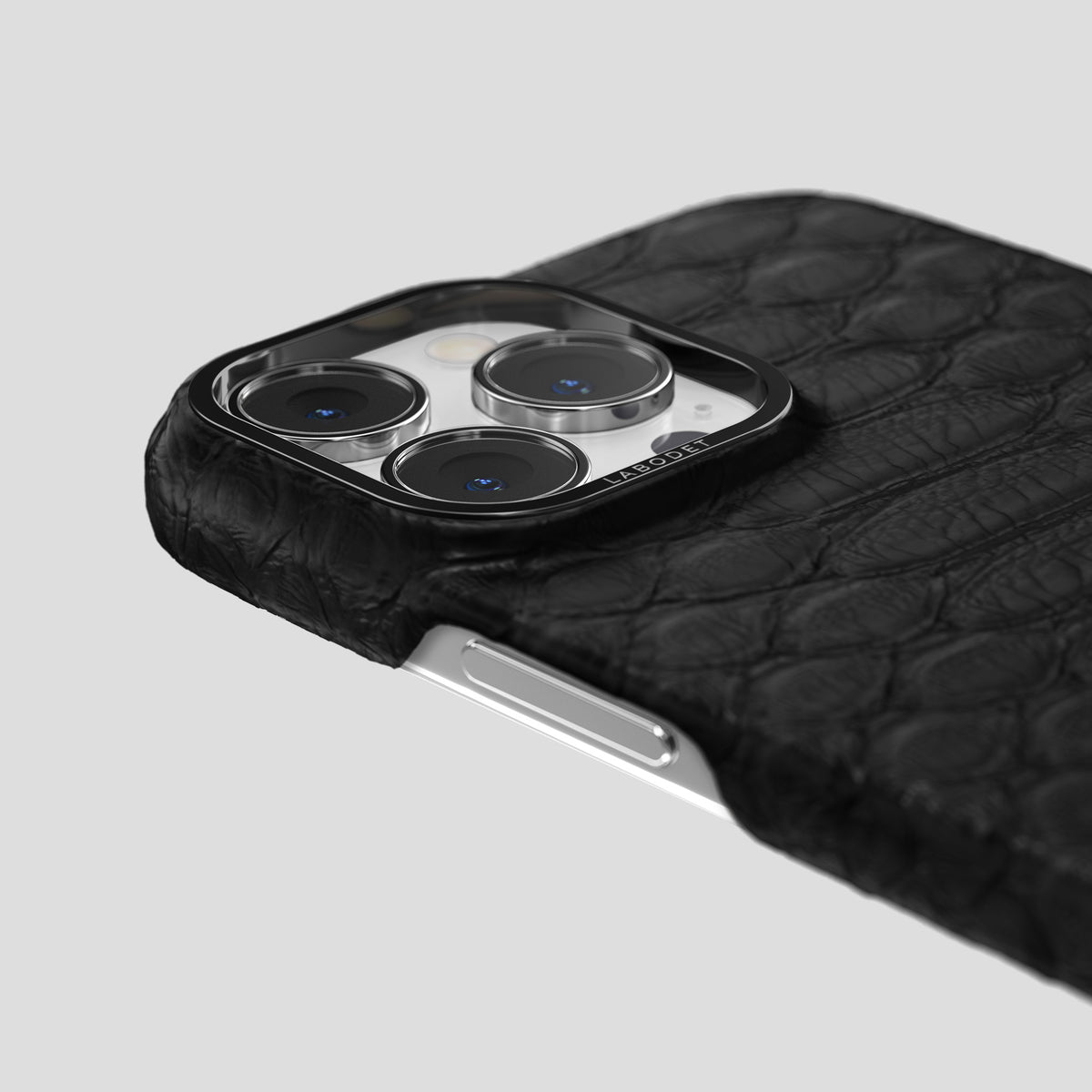 Black iPhone 14 Pro Max Classic Case Python with Black Metal -6 | Black-Black