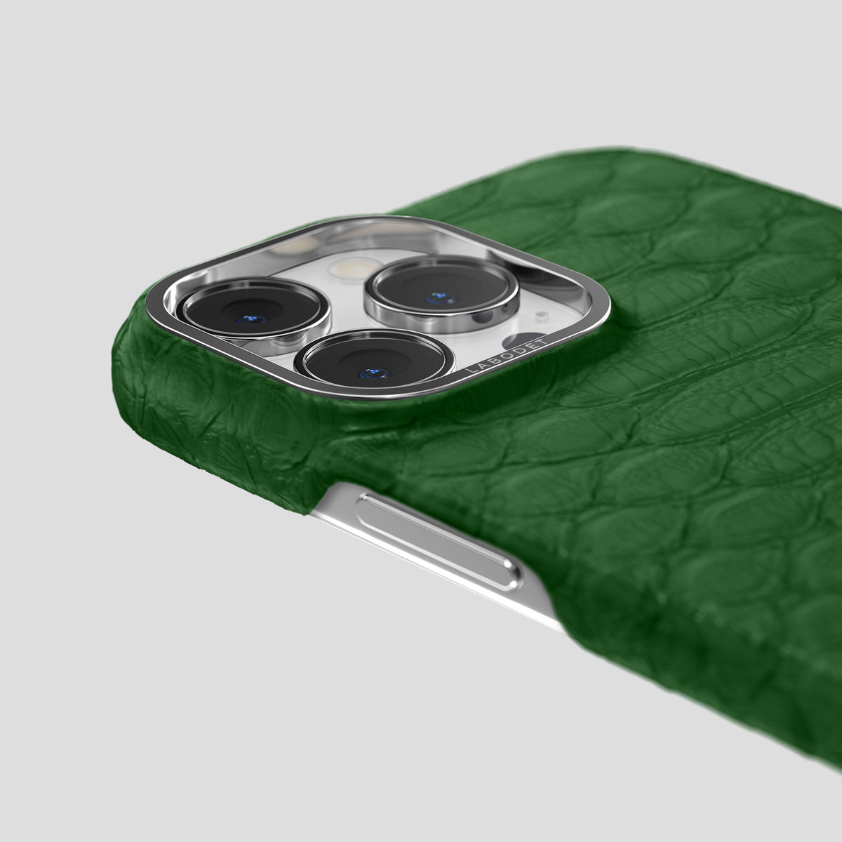 Green iPhone 14 Pro Max Classic Case Python with Steel Metal -6 | Green-Steel