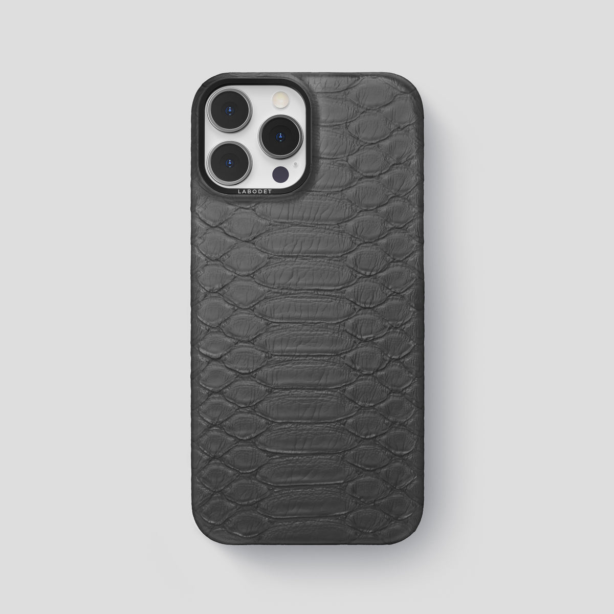 Grey iPhone 14 Pro Max Classic Case Python with Black Metal -1 | Grey-Black