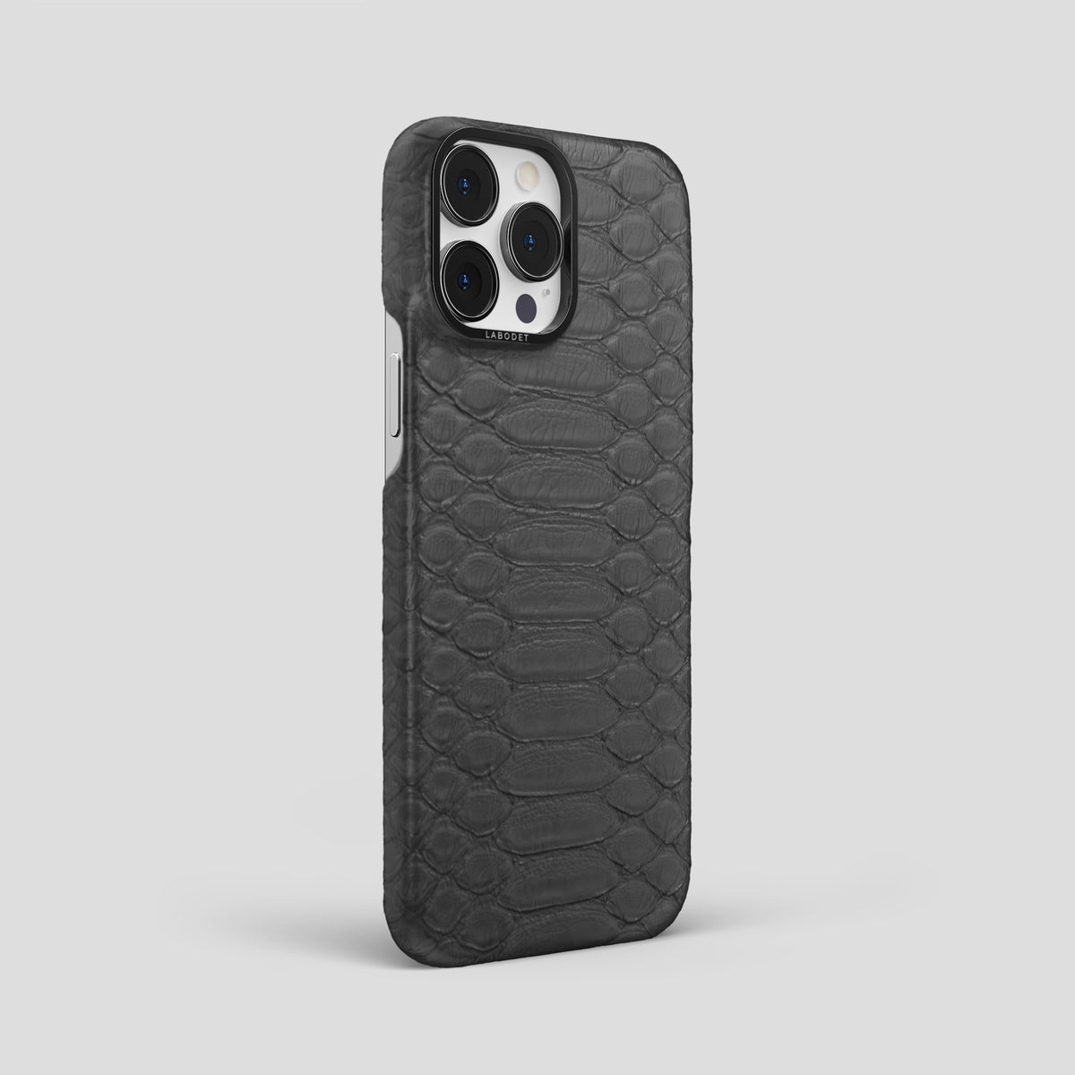 Grey iPhone 14 Pro Max Classic Case Python with Black Metal -2 | Grey-Black